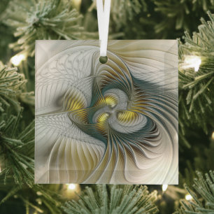 Ornement En Verre Nobly Golden Turquoise Imaginaire Fractal Art