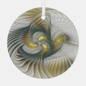 Ornement En Verre Nobly Golden Turquoise Imaginaire Fractal Art (Verso)