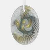 Ornement En Verre Nobly Golden Turquoise Imaginaire Fractal Art (Avant gauche)