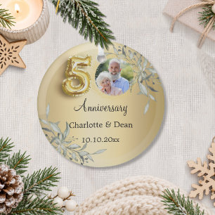 Ornement En Verre noces d'or 50 ans de mariage photo verdure