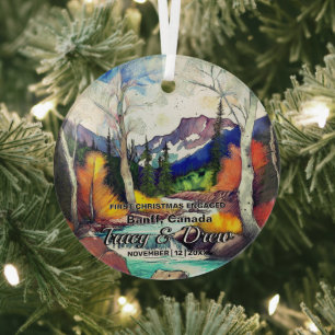 Ornement En Verre Noël Banff Canada Maximaliste Engagé Couple