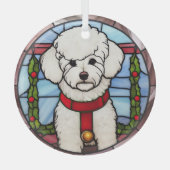 Ornement En Verre Noël Bichon Frise en verre tendu (Recto)