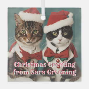 Ornement En Verre Noël Chats Verre personnalisé Cute Kittens