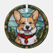 Ornement En Verre Noël Corgi en verre tendu (Verso)