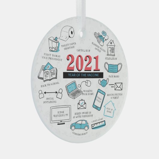Ornement En Verre Noël Covid Memorabilia Vaccine Année 2021 (Avant droite)
