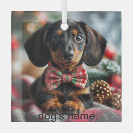 Ornement En Verre Noël Dachshund (Recto)