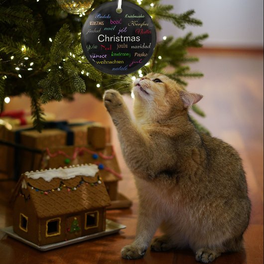 Ornement En Verre Noël dans le monde en cercle noir