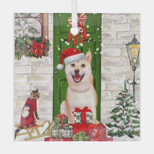 Ornement En Verre Noël de Chien Shiba Inu
