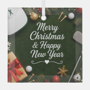 Ornement En Verre Noël de golf Vacances