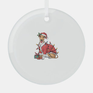 Ornement En Verre Noël de l'éclairage de Noël Père Noël Whippet Chie