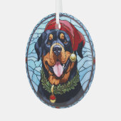 Ornement En Verre Noel de verre tendu Rottweiler (Avant gauche)