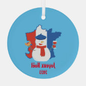 Ornement En Verre Noël Drapeau Français Snowman (Verso)