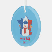Ornement En Verre Noël Drapeau Français Snowman (Avant gauche)