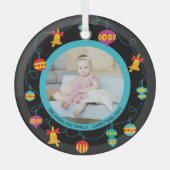 Ornement En Verre Noël Fun Personnalisé Fun Modern Wreath Photo (Recto)