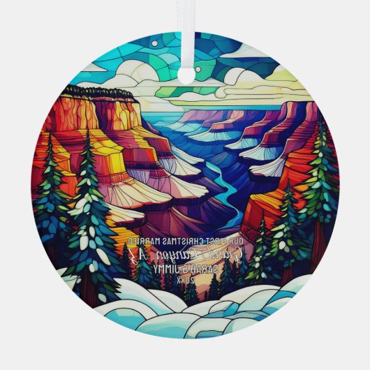 Ornement En Verre Noël Grand Canyon AZ Verre Tiré Marié (Verso)