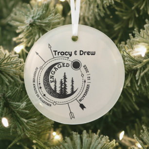 Ornement En Verre Noël Lune extérieure Flèche Couple Fiançailles