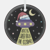 Ornement En Verre Noël OVNI drôle (Recto)