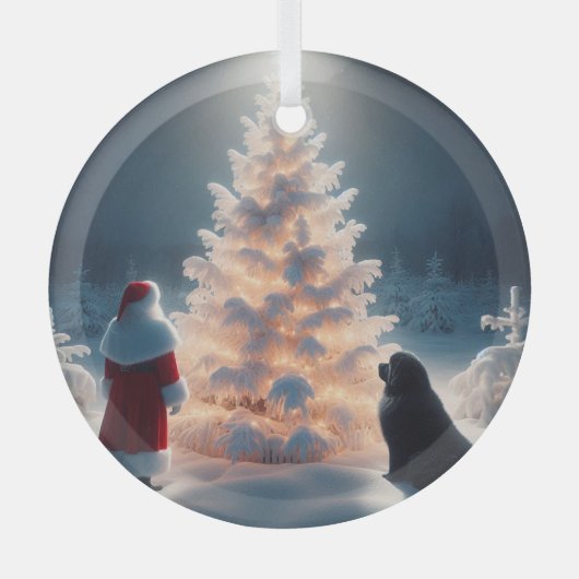Ornement En Verre Noël père Noël, Newf et Glowtree (Recto)