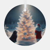 Ornement En Verre Noël père Noël, Newf et Glowtree (Verso)
