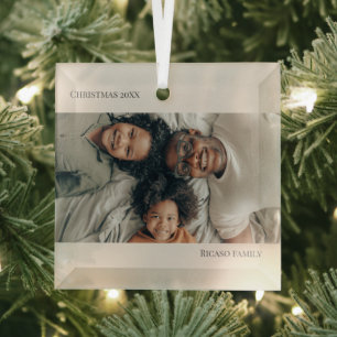 Ornement En Verre Noël photo personnalisée neutre