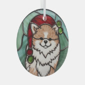 Ornement En Verre Noël Poméranien en verre teint (Avant droite)