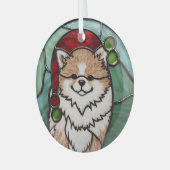 Ornement En Verre Noël Poméranien en verre teint (Avant gauche)