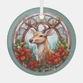 Ornement En Verre Noël pour papa Cerf Antlers Rouge Bleu (Recto)
