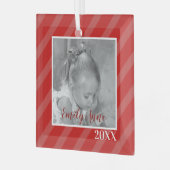 Ornement En Verre Noël Rouge Fêtes rayées photo Whimsical (Avant gauche)