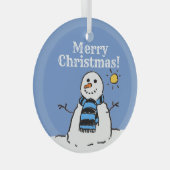 Ornement En Verre Noël Snowman Design avec Joyeux Noël (Avant droite)