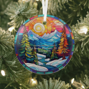 Ornement En Verre Noël Super Smoky Mountain Coupl en verre taché