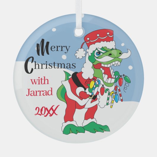Ornement En Verre Noël TySantaSauras (Recto)