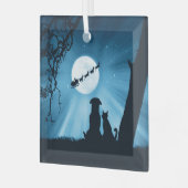 Ornement En Verre Noël Vacances adorables Chien et chat Père Noël (Avant gauche)