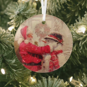 Ornement En Verre Noël vintage du Père Noël Snowman