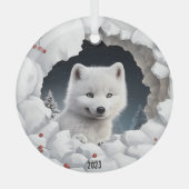 Ornement En Verre Noël White Fox (Recto)