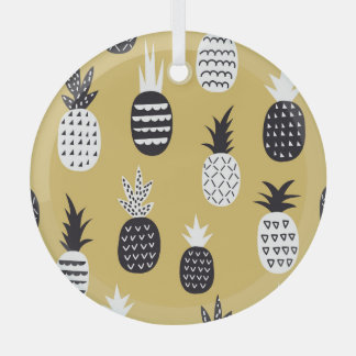 Ornement En Verre Noir, ananas blanc, arrière - plan jaune