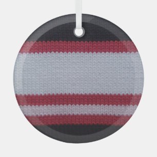 Ornement En Verre Noir blanc rouge : Motif en tissu lainé nui
