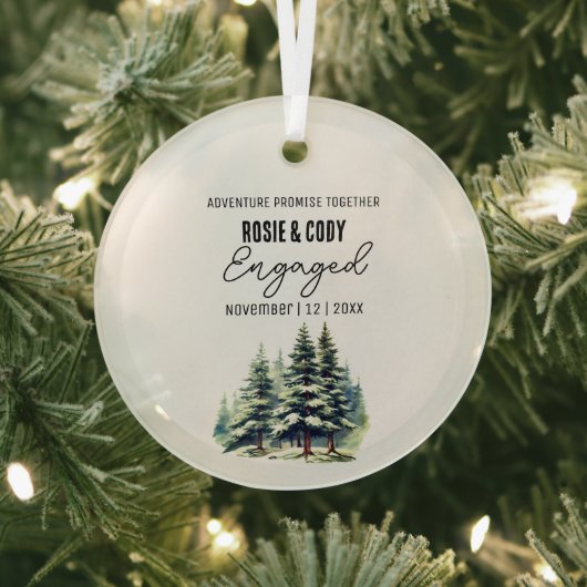 Ornement En Verre Noir de Noël Pins Rustiques Couple Arbres Engagé (Insitu)