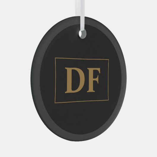 Ornement En Verre Noir personnalisé avec initiales en or (Avant droite)
