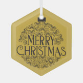 Ornement En Verre Noir simple sur or Joyeux Noël | (Recto)