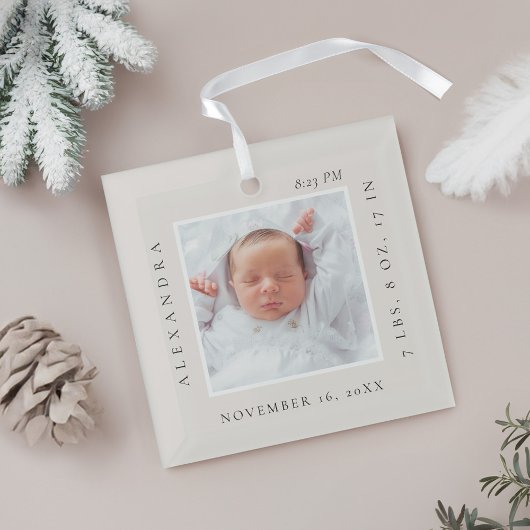 Ornement En Verre Nom du bébé minimal et statistiques de naissance