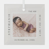 Ornement En Verre Nom du bébé simple et statistiques de naissance (Recto)