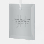 Ornement En Verre Nom et Slogan modifiable moderne | Gradient gris (Avant gauche)