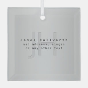 Ornement En Verre Nom et Slogan modifiable moderne   Gradient gris
