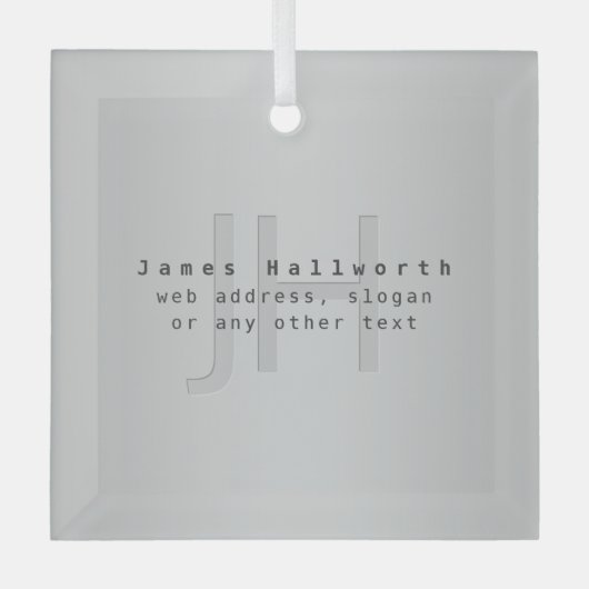 Ornement En Verre Nom et Slogan modifiable moderne | Gradient gris (Recto)
