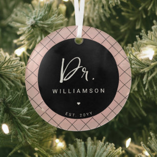 Ornement En Verre Nom personnalisé Dr Minimaliste Docteur Graduation