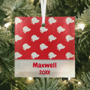 Ornement En Verre Nom personnalisé et année motif du Père Noël Ornem
