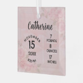 Ornement En Verre Nombre de naissance florale rose clair Carré Ornem (Avant gauche)