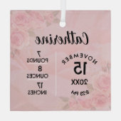 Ornement En Verre Nombre de naissance florale rose clair Carré Ornem (Verso)