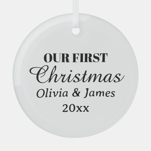 Ornement En Verre Nos premiers Noël Noms Année Garde (Recto)