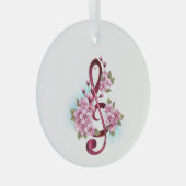 Ornement En Verre Notes de clef musicale en treble avec des fleurs S (Avant droite)
